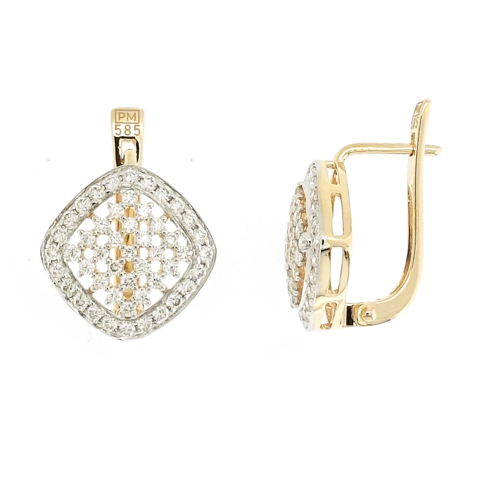 Náušnice zo žltého zlata s kameňmi DIAMANT