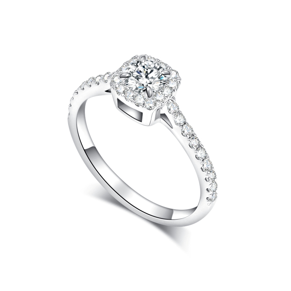 Prsteň z bieleho zlata s kameňmi DIAMANT