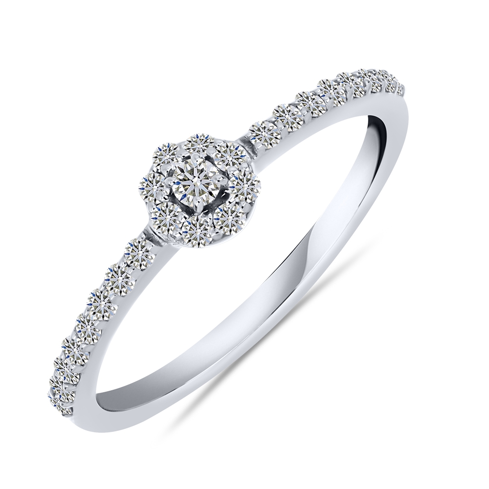 Prsteň z bieleho zlata s kameňmi DIAMANT